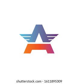 letter A logo icon vector design flag wing element template