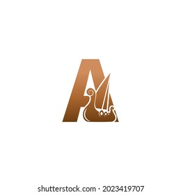 Letter A with logo icon viking sailboat design template illustration