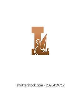 Letter I with logo icon viking sailboat design template illustration