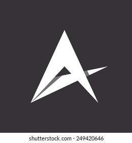 Letter A logo idea, abstract star emblem design element template, black and white rocket shape icon