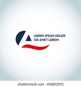 Letter A logo idea. Stylized letter with red ribbon logotype template. Isolated vector illustration.