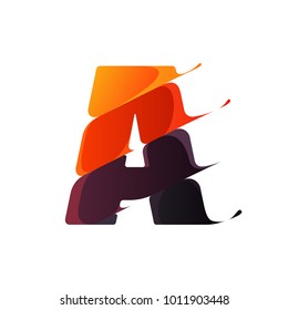 Letter A logo identity vector illustration. Abstract lava modern flat gradients style. Red and orange colors.