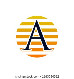 A letter logo in illustration circle template