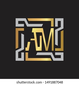 AM Letter logo initial capital monogram with abstrac ornament