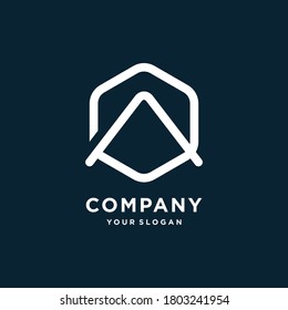 Letter logo with initial inside and line art style part 2 Premium Vector