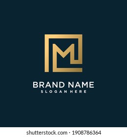 Letter logo with initial M for company or person, golden square concept premium vector part 4