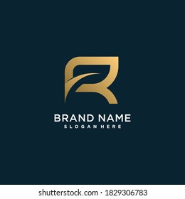 Logotipo de carta con R inicial, dorado, tecnología, empresa, negocios, concepto, Vector Premium Parte 2
