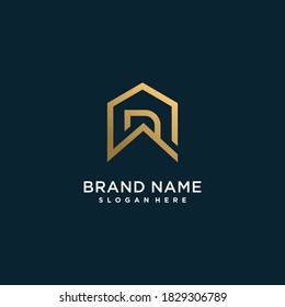 Logotipo de carta con R inicial, dorado, tecnología, empresa, negocios, concepto, Vector Premium Parte 9