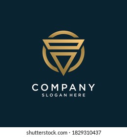 Letter logo with initial V, golden, technology, company, business, concept, Premium Vector Part 7