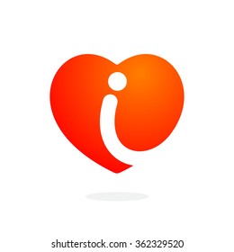 I letter logo inside heart for st. Valentine's day design. Vector design template elements for your application or corporate identity.