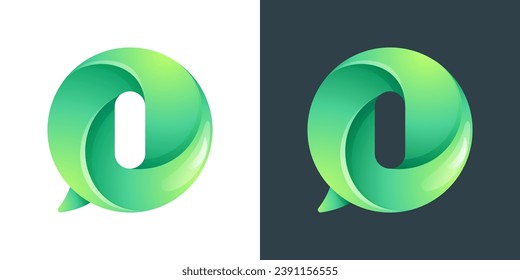 I letter logo inside speech bubble with swirl pattern. Negative space style icon. Colorful gradient emblem for your social media app, call center, online message, feedback icon, telemarketing screen.