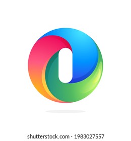 I letter logo inside swirling loop circle. Negative space style icon. Colorful gradient emblem for your social network app, fun avatar or loading screen.