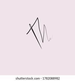 el logo de la carta, el logo inspirado en hilos y agujas. apto para tiendas de sastre, ropa, herramientas de coser y máquinas de coser.