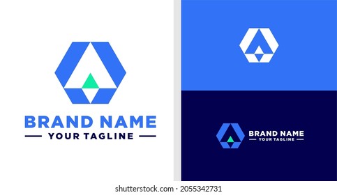 CARTA UN LOGO JET NEGATIVO ESPACIO HEXAGÓN EDITABLE