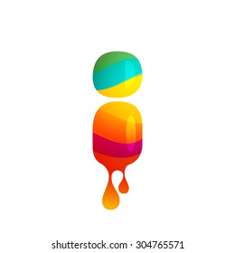 I letter logo with juice splash, waves and drops. Vector design template elements for your application or corporate identity.