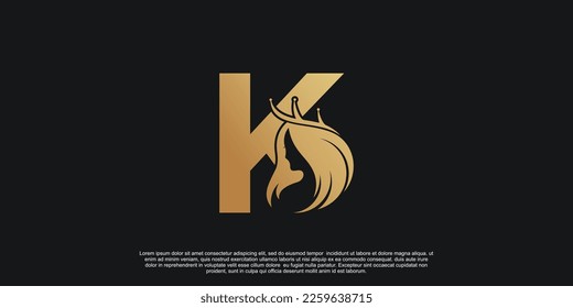 Letter logo K with beauty unique concept Premium Vector