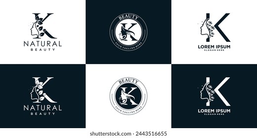 letter logo K design collection with nature beauty concept premium vector