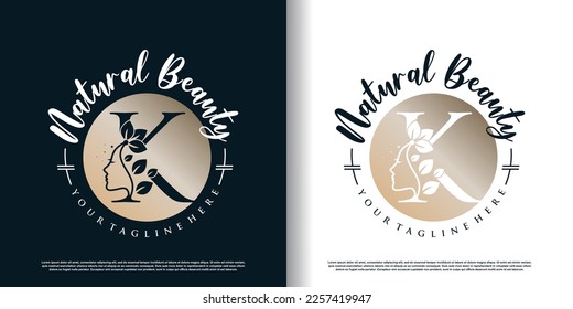 letter logo k with nature beauty concept premium vector