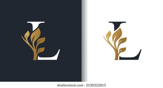 Letter logo L with nature concept design