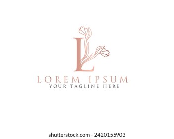 letter logo l white flowers