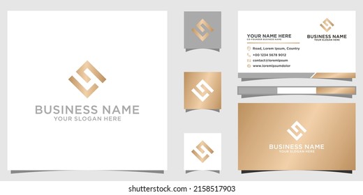 Letter logo L4 square shape branding logo with businesscard template