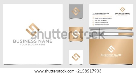 Letter logo L4 square shape branding logo with businesscard template