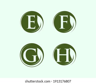 logotipo de letra con círculo de hoja. letra inicial abstracta con círculo de hoja en círculo.