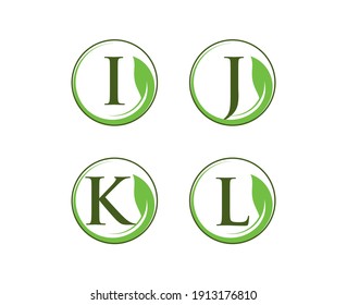 Brieflogo mit Blattkreis. abstrakter Anfangsbuchstabe mit Blattkreis auf Kreis.