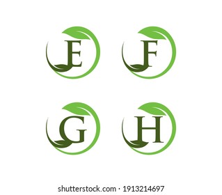 letter logo with leaf circle. abstract initial letter with leaf circle 