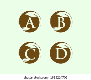 logotipo de letra con círculo de hoja. letra inicial abstracta con círculo foliar 