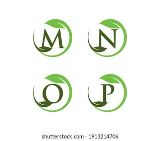 letter logo with leaf circle. abstract initial letter with leaf circle 