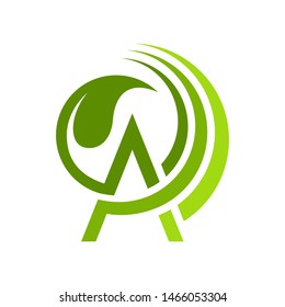 A Letter Logo with Leaf Creative Concept