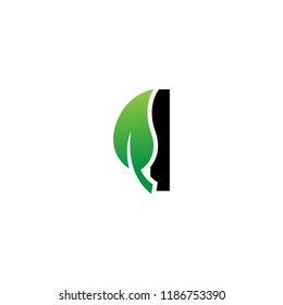 Letter I logo with leaf element, Arbor Day. Ecology concept