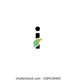 Letter i logo with leaf element, Arbor Day. Ecology concept