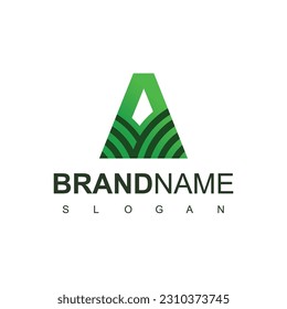 Letter A logo with Leaf element, modern natural agricultural company Logo