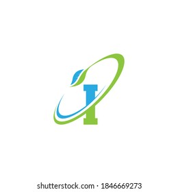 Concepto de diseño de iconos de hoja de logotipo de la letra I