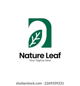 Letter a logo with leaf symbol in green color. Green company logo. abstract leaf letter a logo. Green eco letters a logo with leaves.