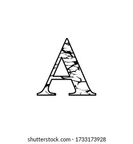 letter A logo, with lightning motif, cracking effect, unique letters