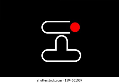 letter i logo line black background alphabet design icon for business with red dot. Suitable for a company logotype