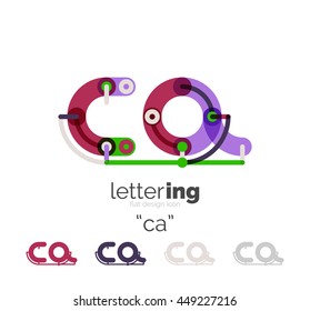 Letter logo line concept isolated on white. Connected color segments