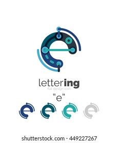 Concepto de línea de logo de carta aislado en blanco. Segmentos de color conectados
