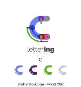 Letter logo line concept isolated on white. Connected color segments