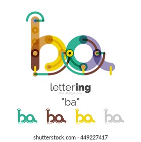 Letter logo line concept isolated on white. Connected color segments
