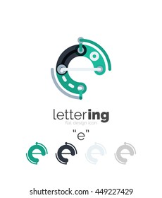 Letter logo line concept isolated on white. Connected color segments