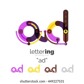 Letter logo line concept isolated on white. Connected color segments