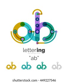 Logo-Zeilenkonzept für Buchstaben einzeln auf Weiß. Verbundene Farbsegmente