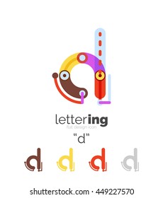 Letter logo line concept isolated on white. Connected color segments