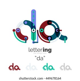 Concepto de línea de logo de carta aislado en blanco. Segmentos de color conectados