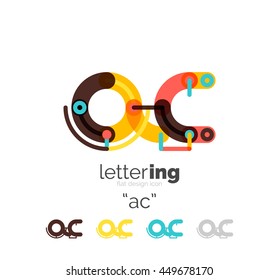 Concepto de línea de logo de carta aislado en blanco. Segmentos de color conectados