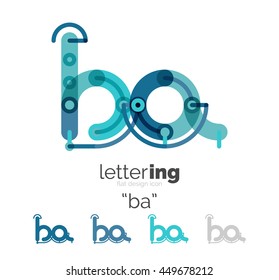 Letter logo line concept isolated on white. Connected color segments